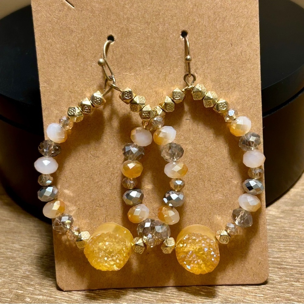 Multicolored Beaded Hoop Earrings